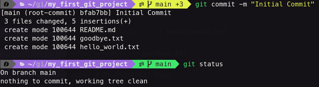 Showing Git Commit and Clean Status 